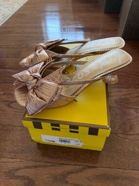 Circus by Sam Edelman Metallic Gold Bow Heeled Sandals